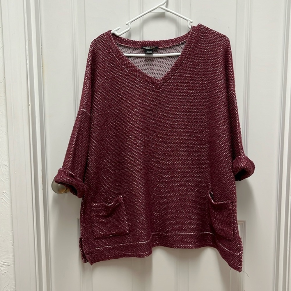Robert Louis Burgundy Cotton V-Neck